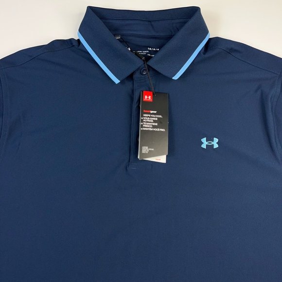 Under Armour Mens Heatgear Playoff Pique Golf Polo Shirt Blue Short Sleeve L $65 - Picture 5 of 12